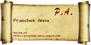 Praschek Anna névjegykártya